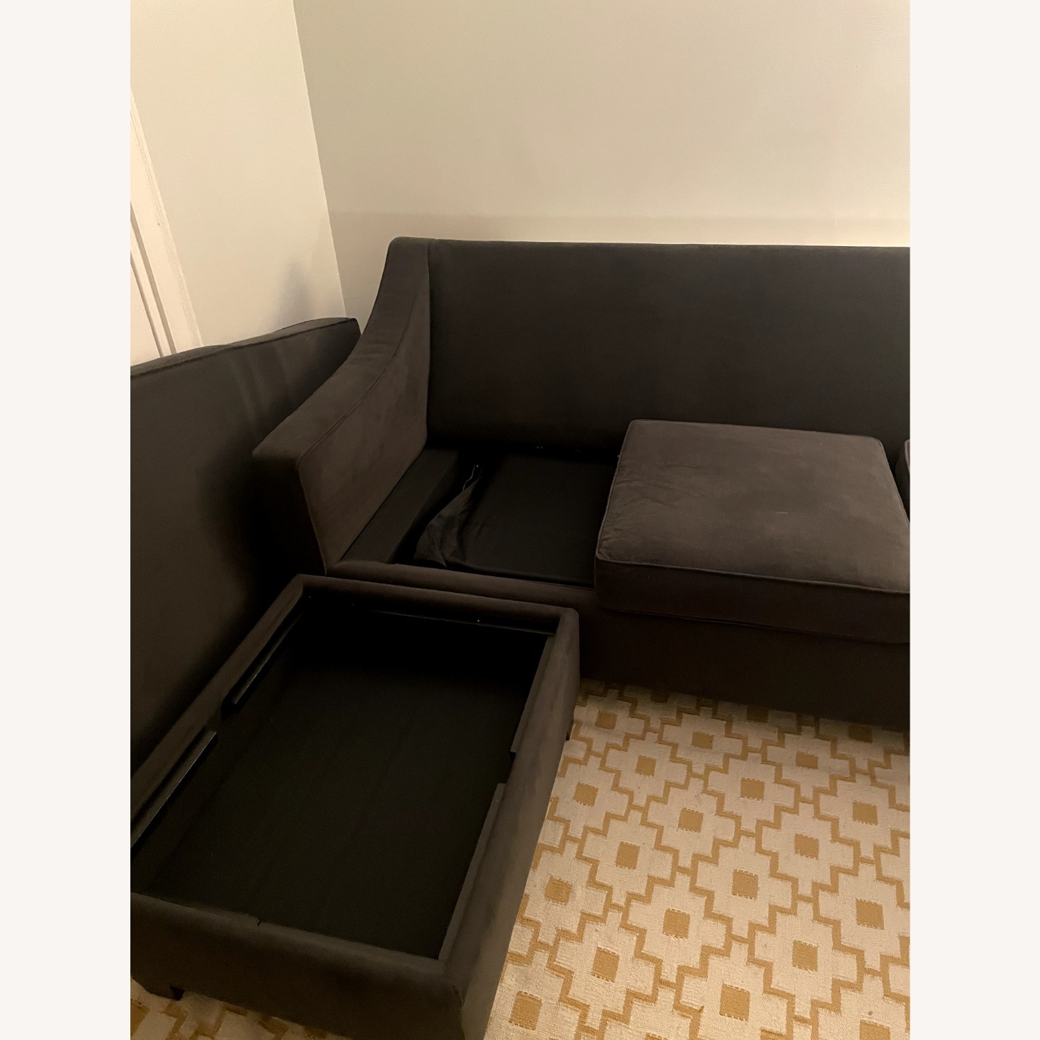 Pottery Barn Dark Gray Velvet Sleeper Sofa - image-4