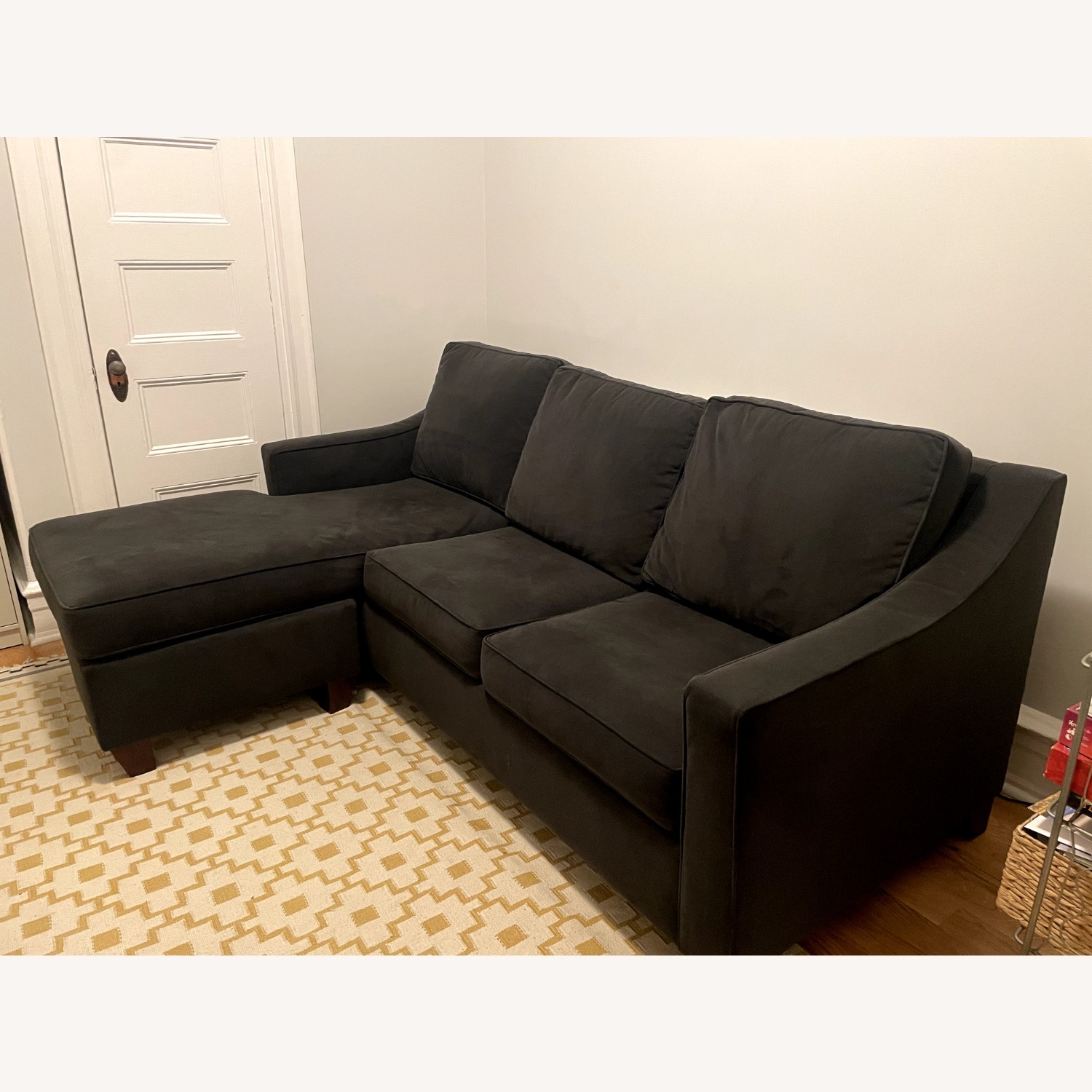 Pottery Barn Dark Gray Velvet Sleeper Sofa - image-1