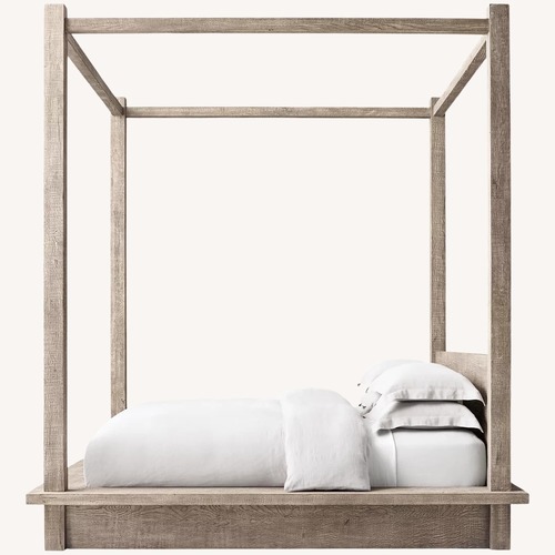 Used Restoration Hardware Reclaimed European Oak Canopy Bed – Queen for sale on AptDeco