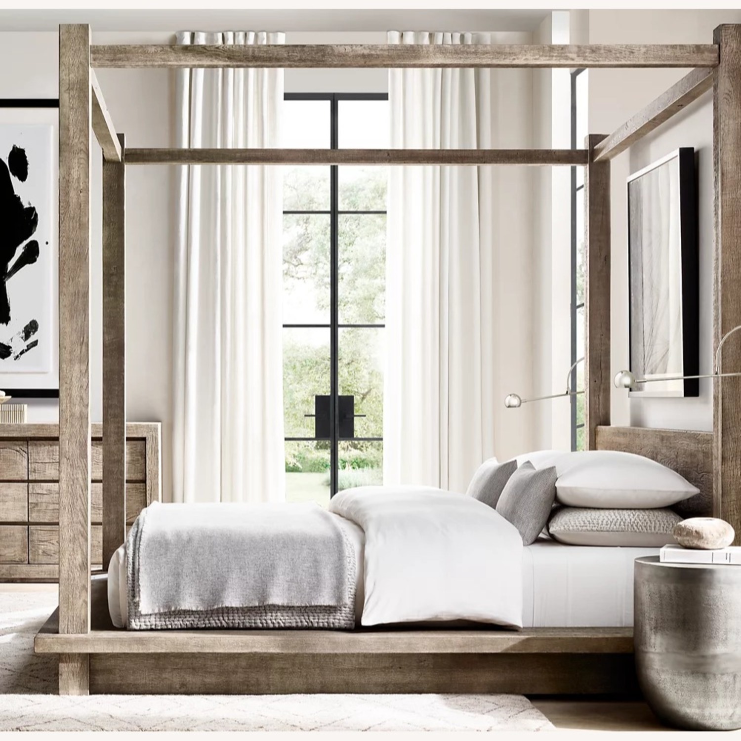 Restoration Hardware Reclaimed European Oak Canopy Bed – Queen  - image-2