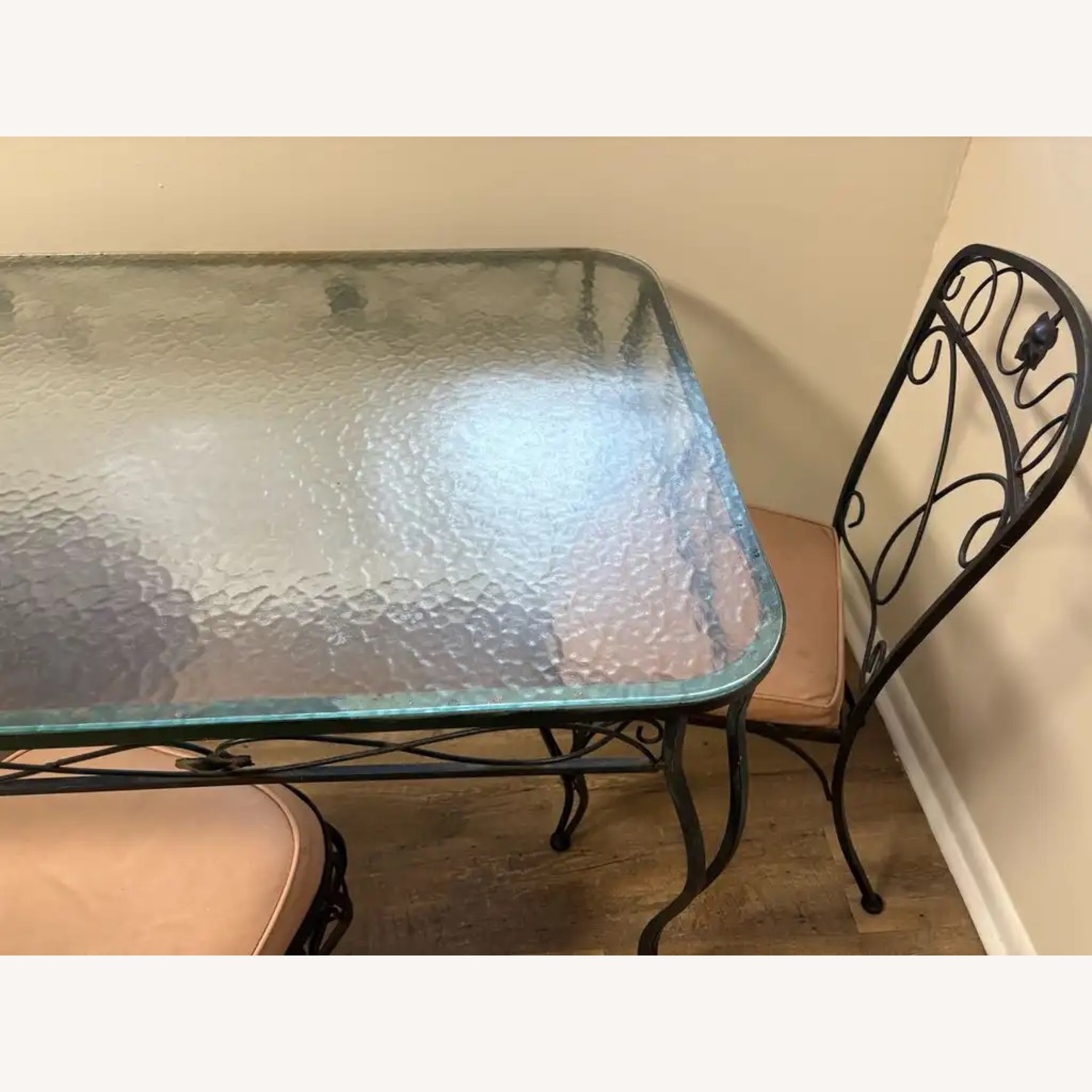 Vintage 1970 Glass & Wrought Iron Patio Set - image-2