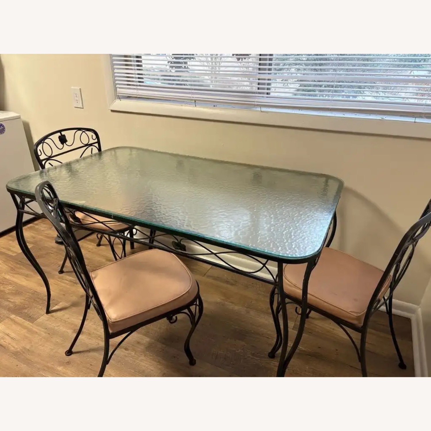 Vintage 1970 Glass & Wrought Iron Patio Set - image-5
