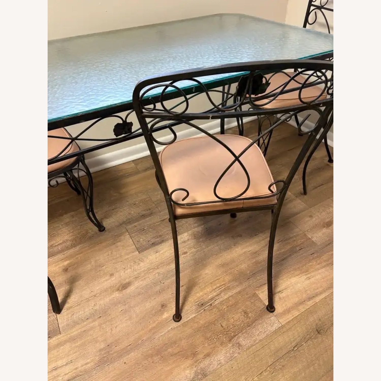 Vintage 1970 Glass & Wrought Iron Patio Set - image-3