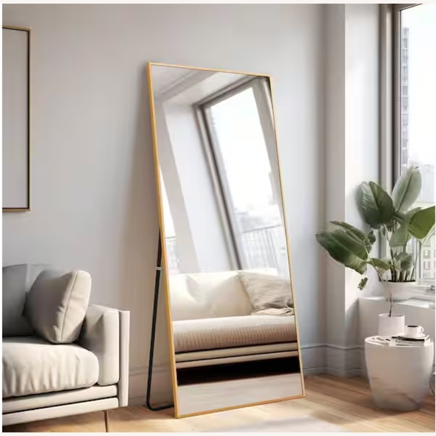 Home Depot Full Length Versatile Gold Floor Mirror - image-2