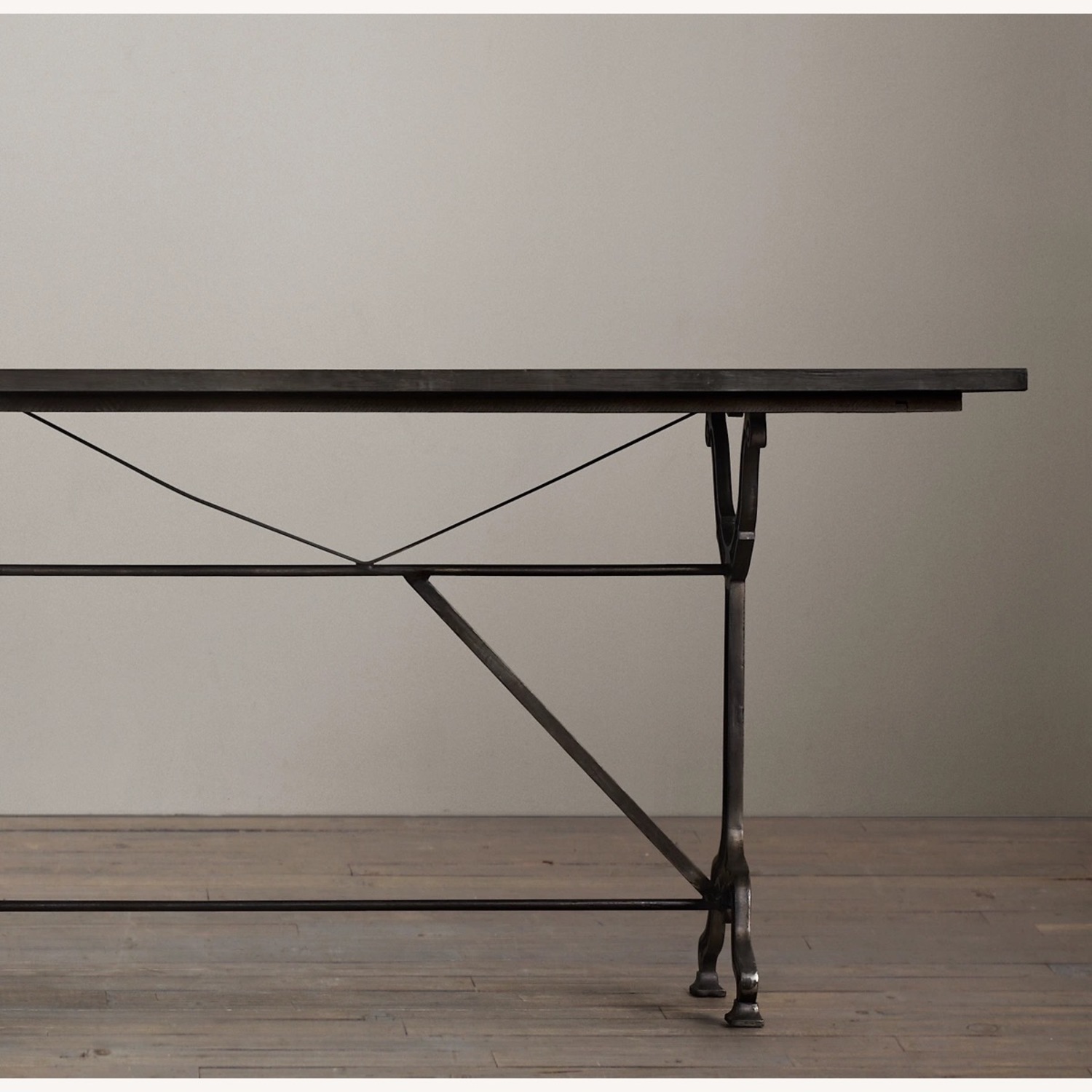 Restoration Hardware Factory Zinc & Cast Iron Dark Gray Dining Table - image-2