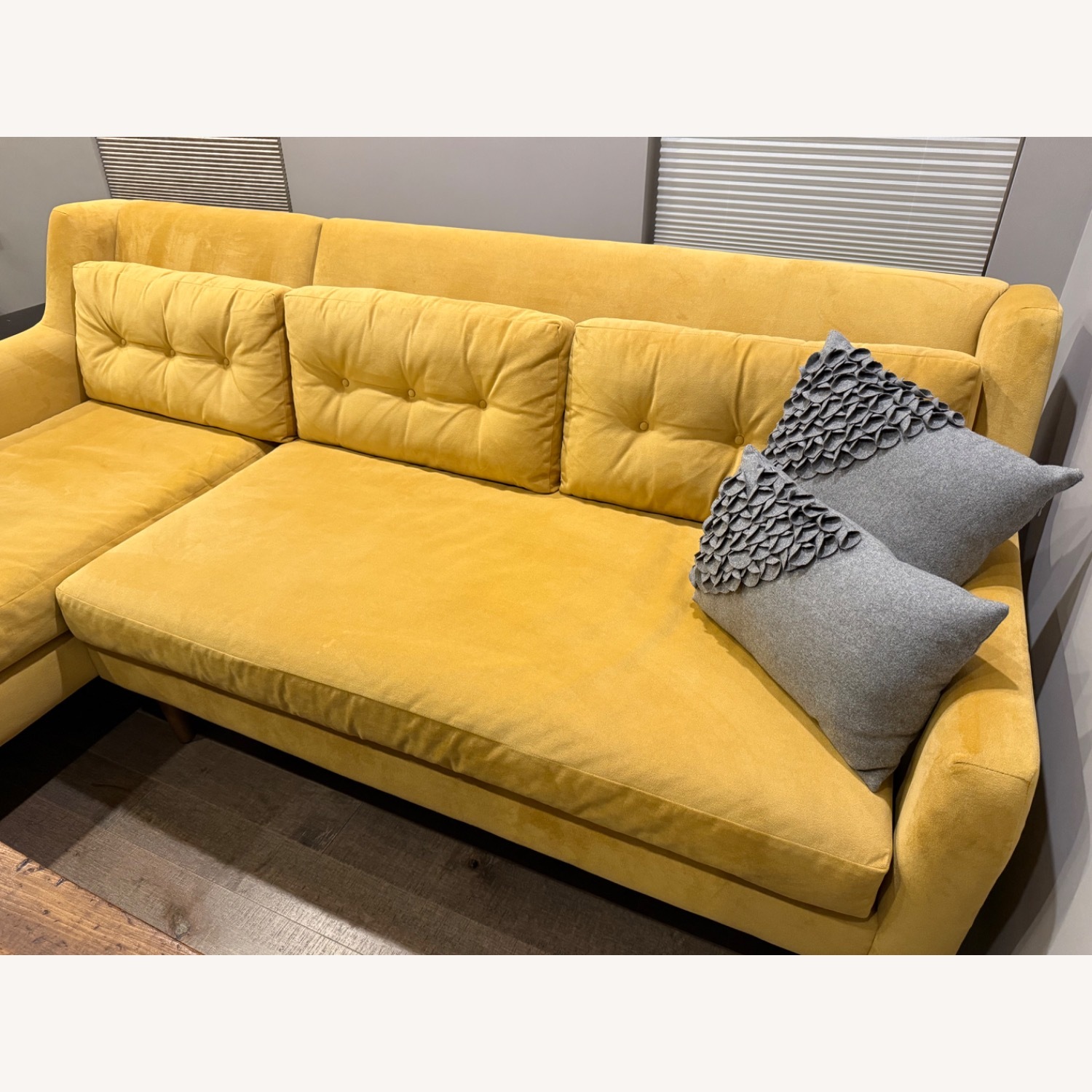 West Elm Crosby 2pc Sectional W Chaise in Yellow Velvet - image-3