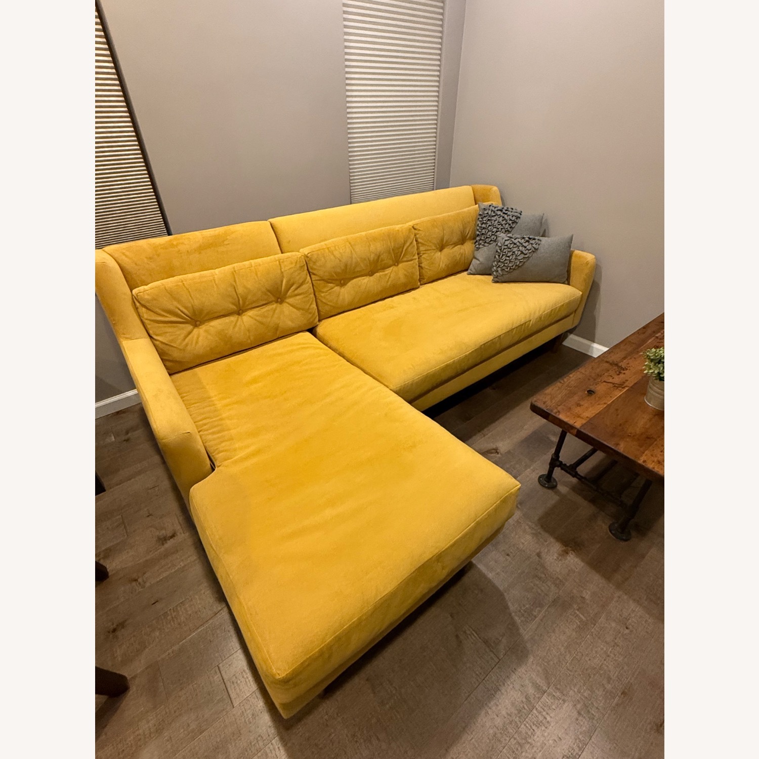 West Elm Crosby 2pc Sectional W Chaise in Yellow Velvet - image-5
