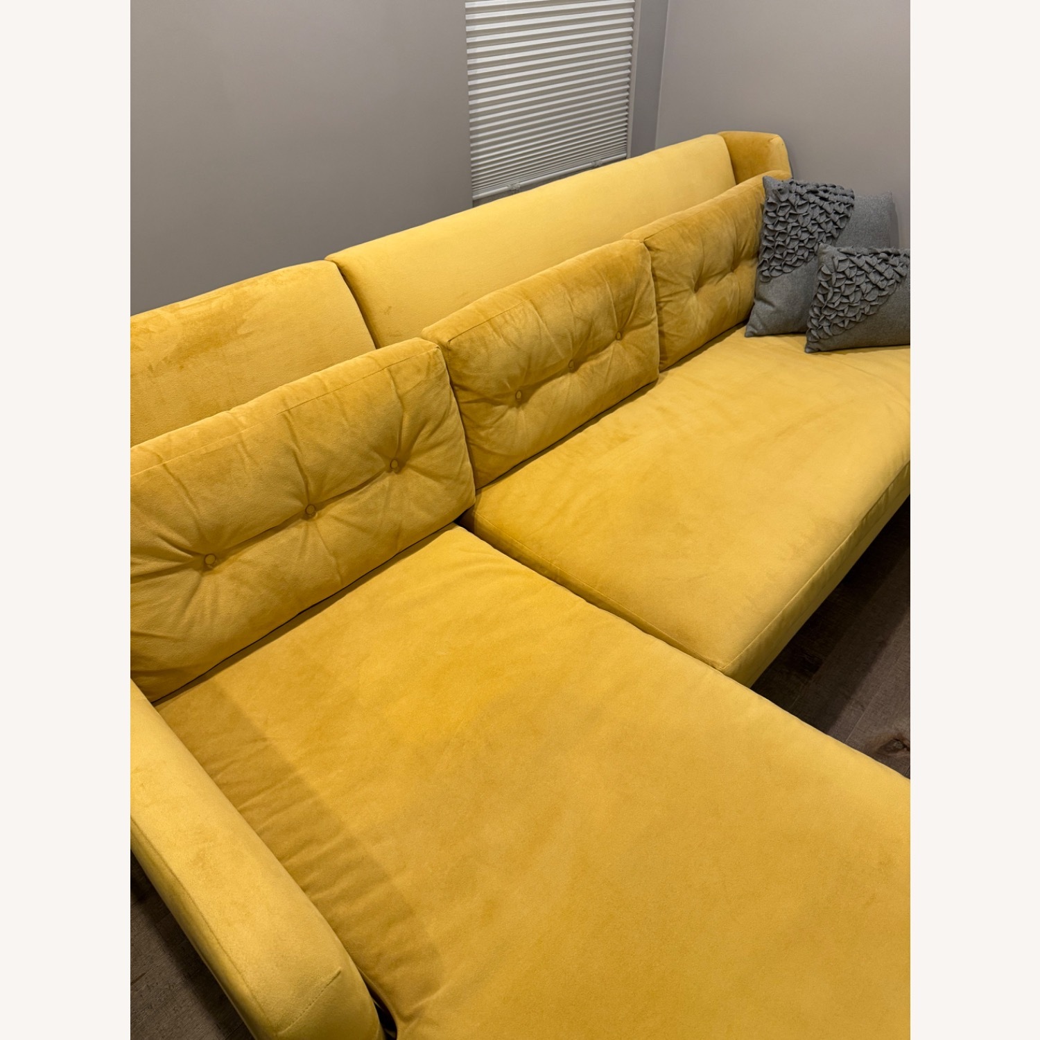 West Elm Crosby 2pc Sectional W Chaise in Yellow Velvet - image-4
