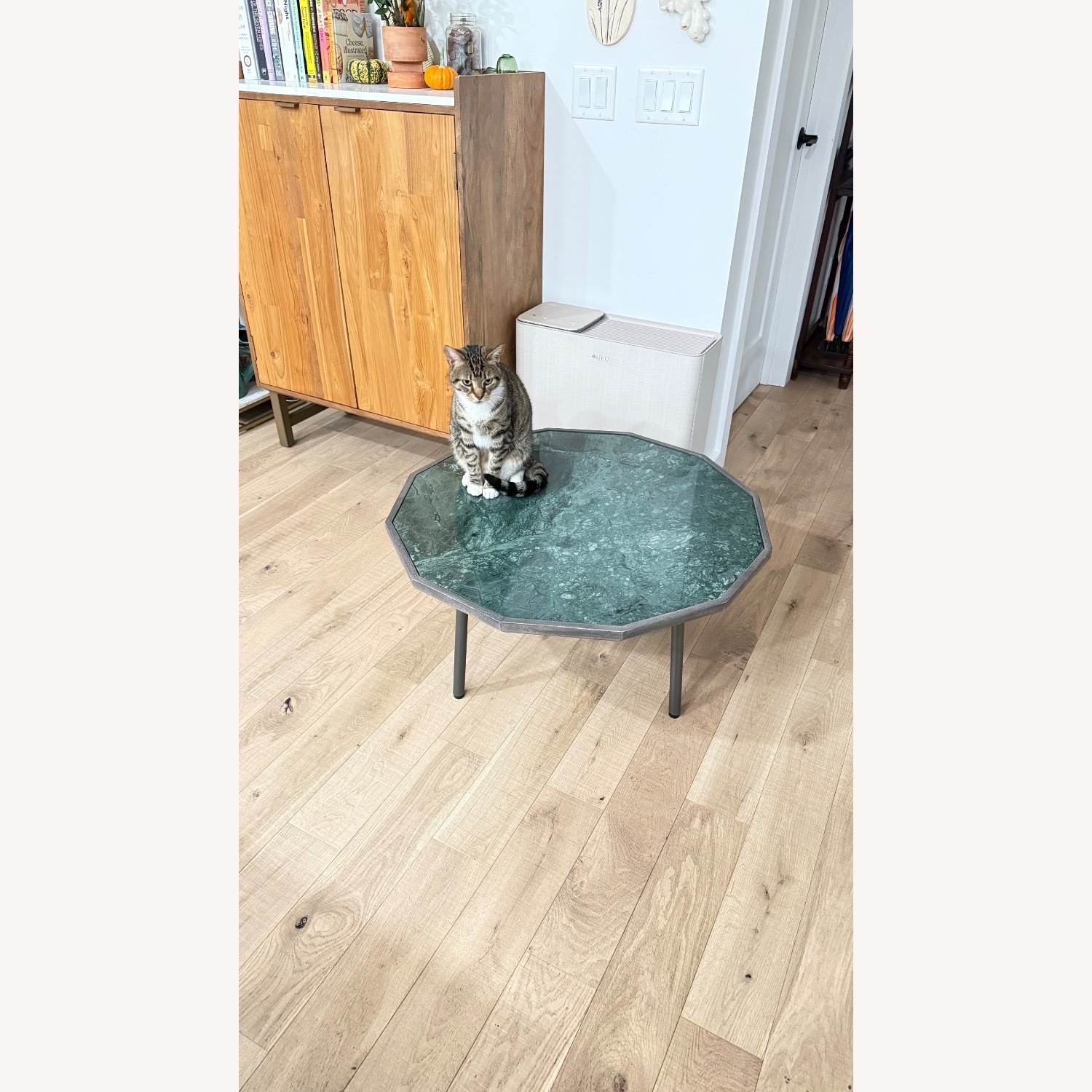 Crate & Barrel Light Brown Marble Coffee Table - image-5