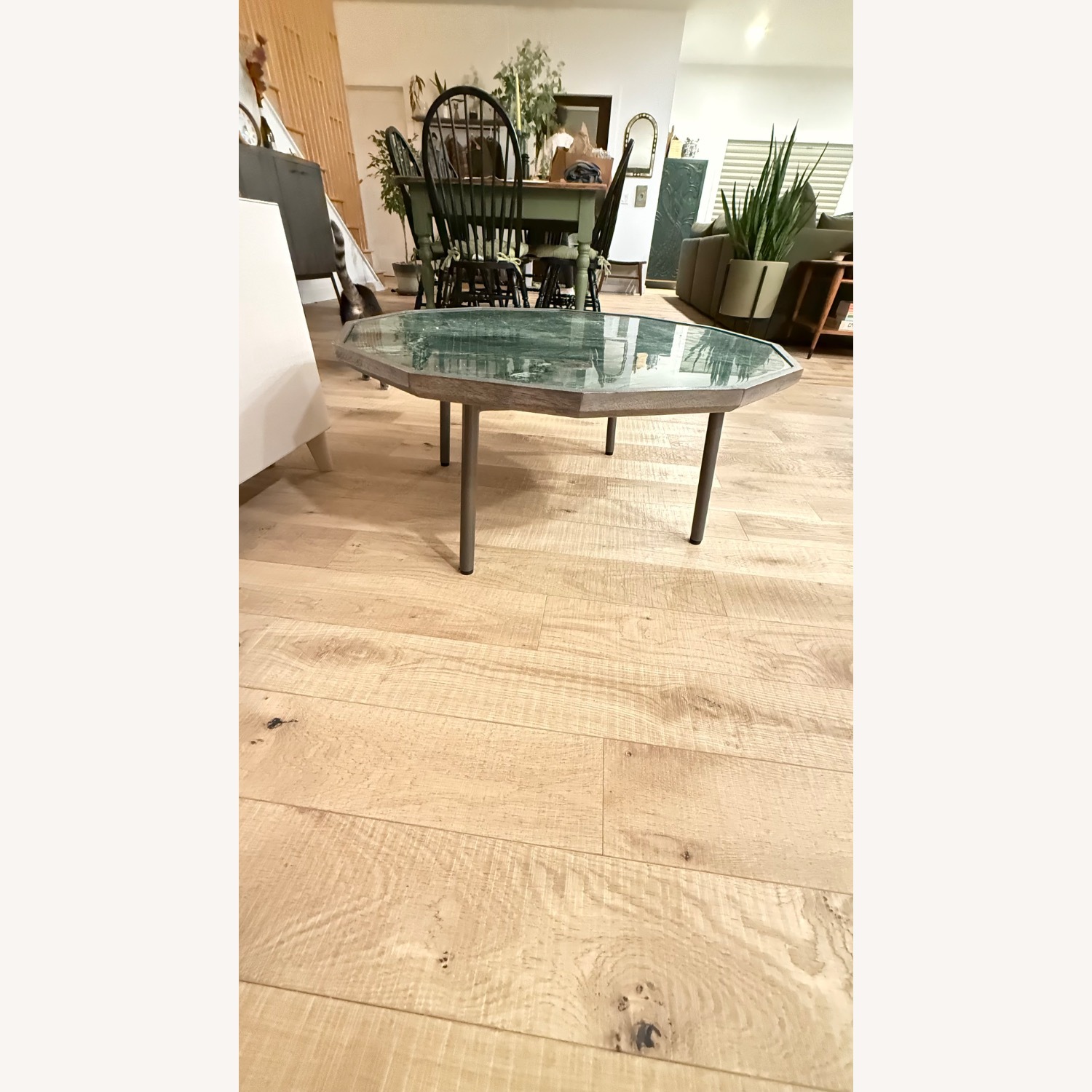 Crate & Barrel Light Brown Marble Coffee Table - image-3