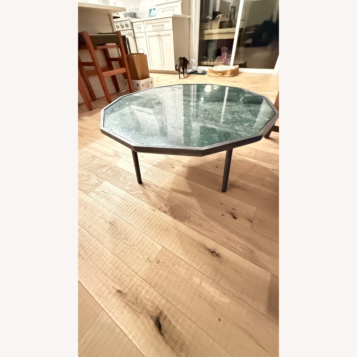 Crate & Barrel Light Brown Marble Coffee Table - image-4