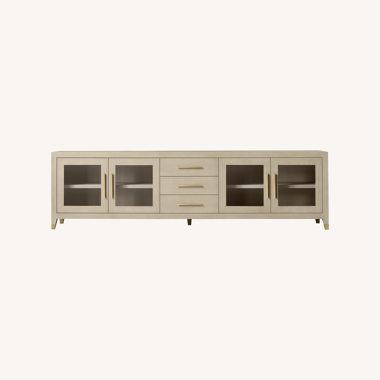 Graydon Shagreen Glass 4-Door Media Console with Drawers - image-0