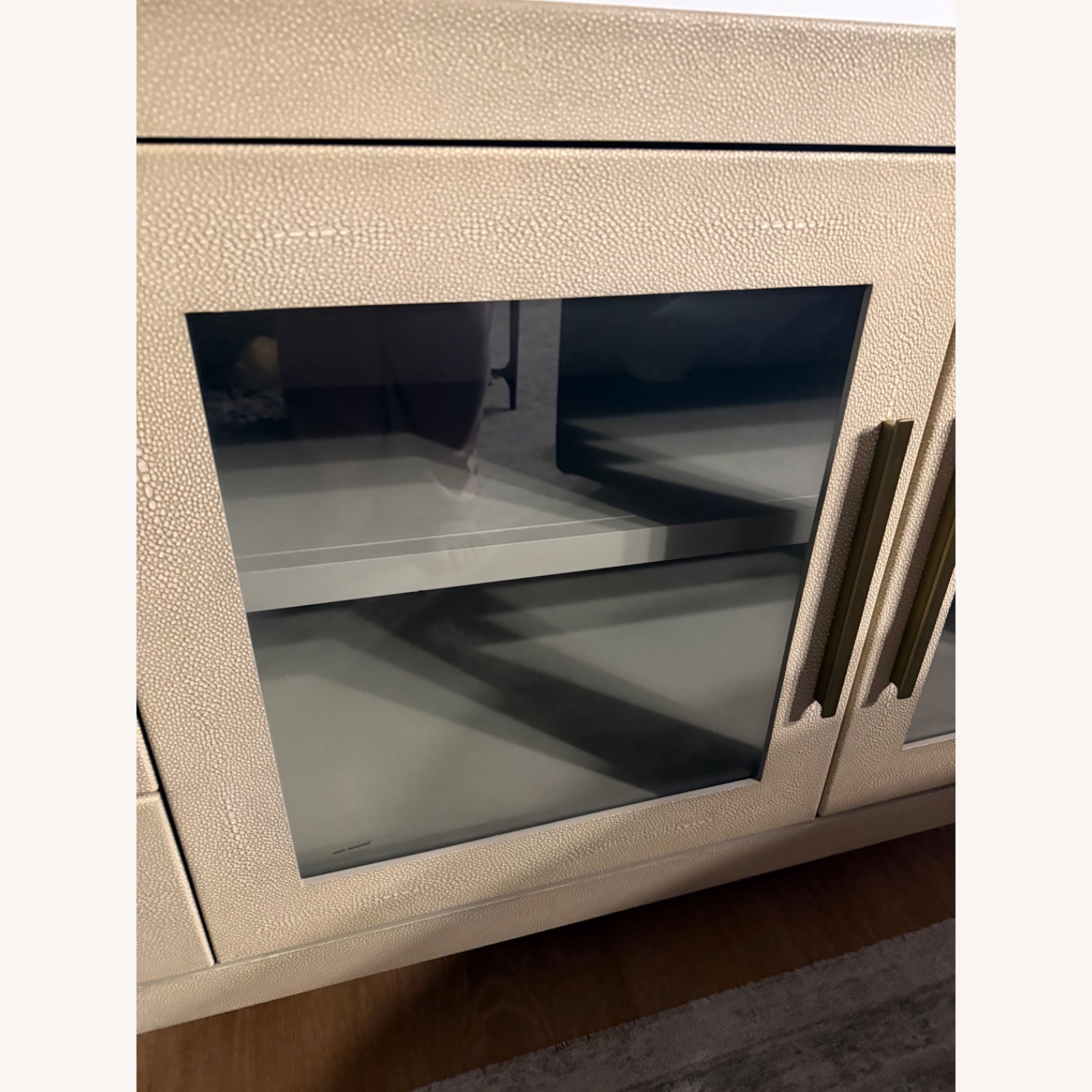 Graydon Shagreen Glass 4-Door Media Console with Drawers - image-4