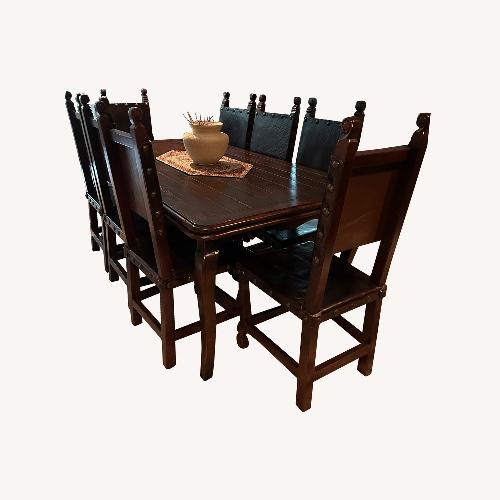 Used Dark Brown Leather Dining Set for sale on AptDeco