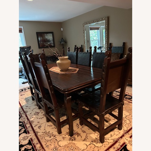 Used Dark Brown Leather Dining Set for sale on AptDeco