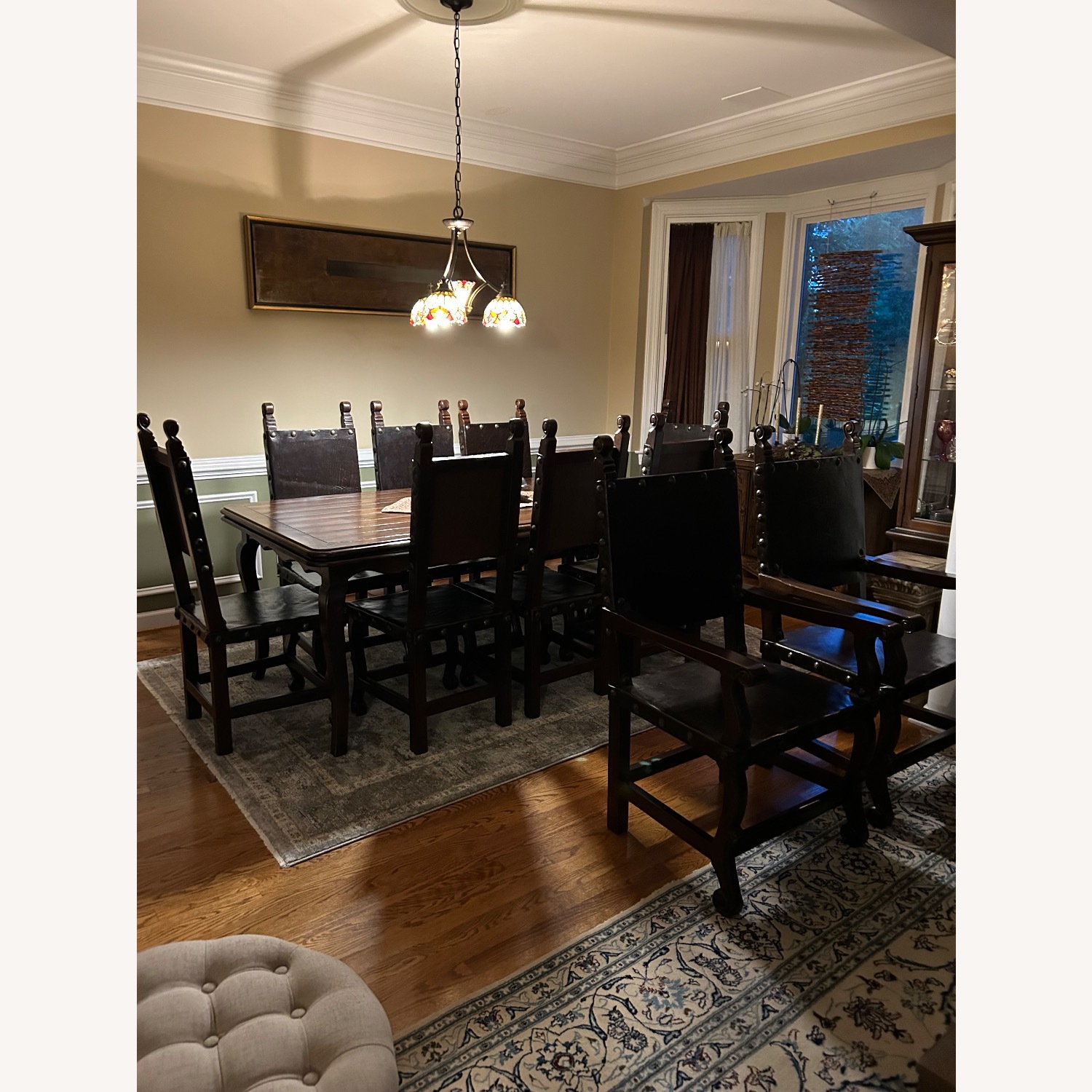 Dark Brown Leather Dining Set - image-2