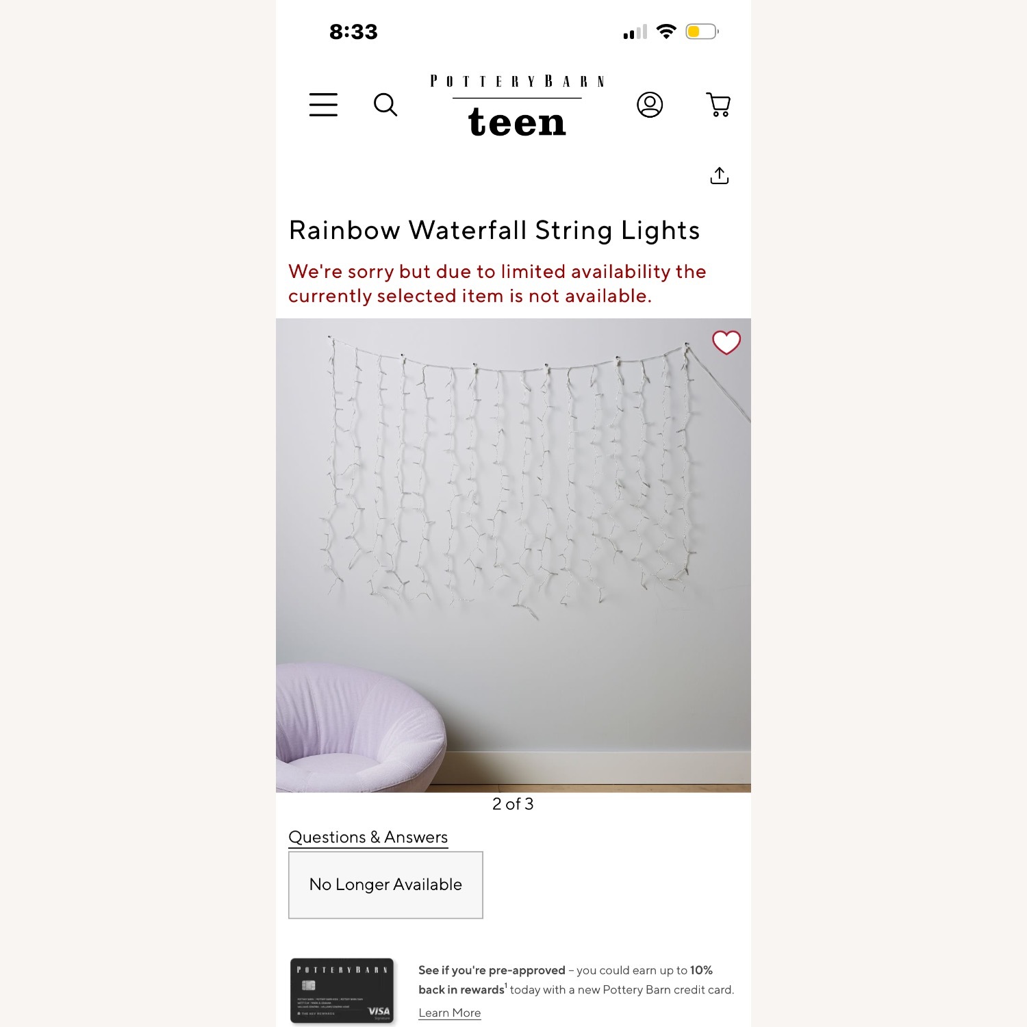 Pottery Barn Teen Waterfall Rainbow Lights - image-2