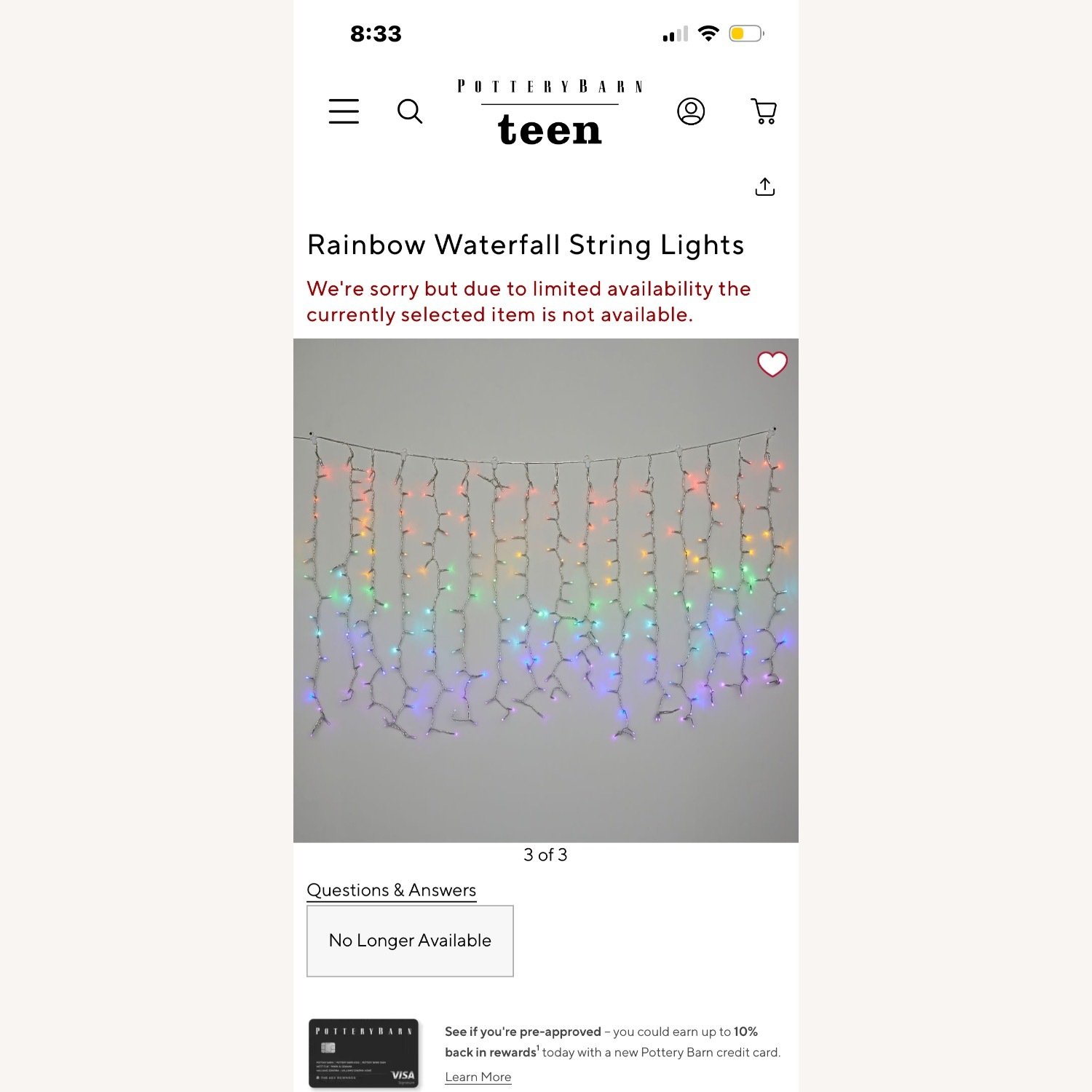 Pottery Barn Teen Waterfall Rainbow Lights - image-3