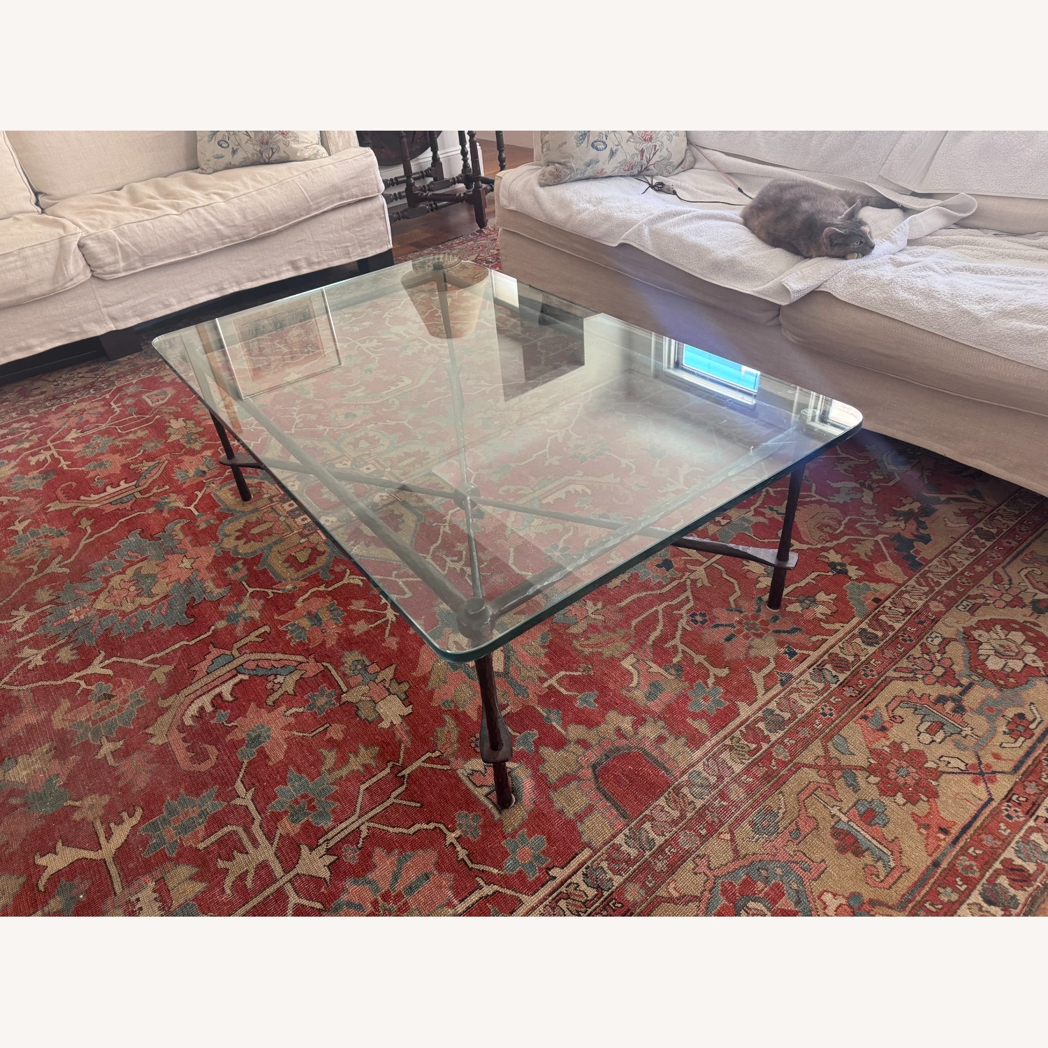 Modern Iron Glass Top Coffee Table - image-1