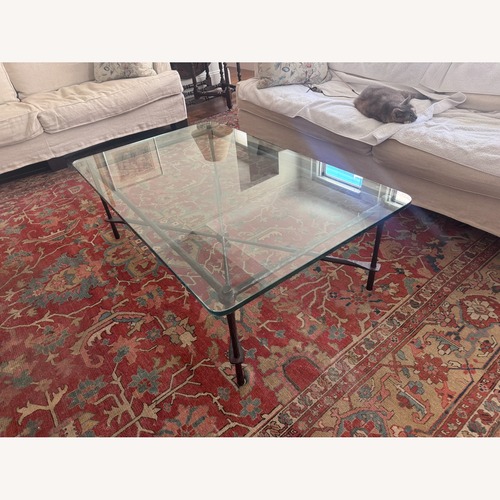 Used Modern Iron Glass Top Coffee Table for sale on AptDeco
