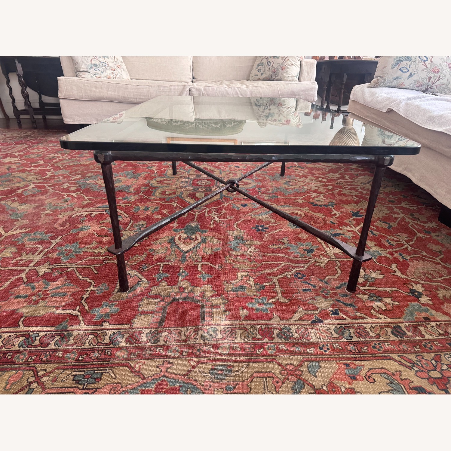 Modern Iron Glass Top Coffee Table - image-2