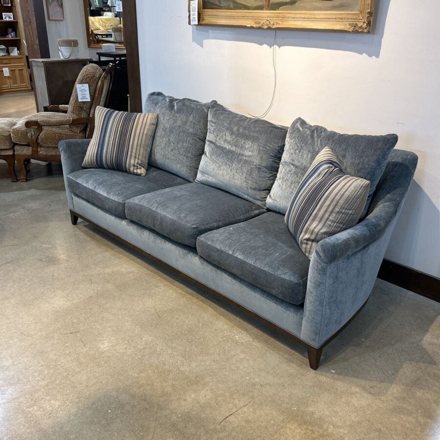 Walter E. Smithe MCM Velvet 3-Seat Sofa - image-1