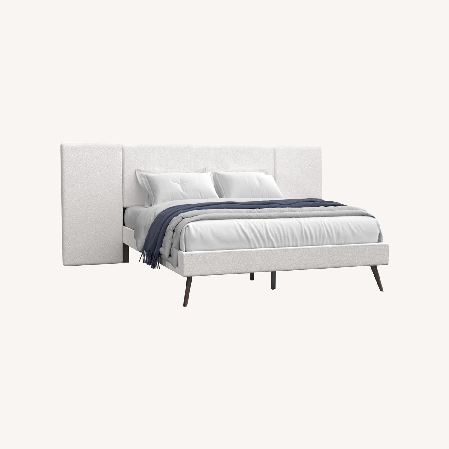 Byes Cream Boucle Extended Headboard Boucle Bed Frame - image-0