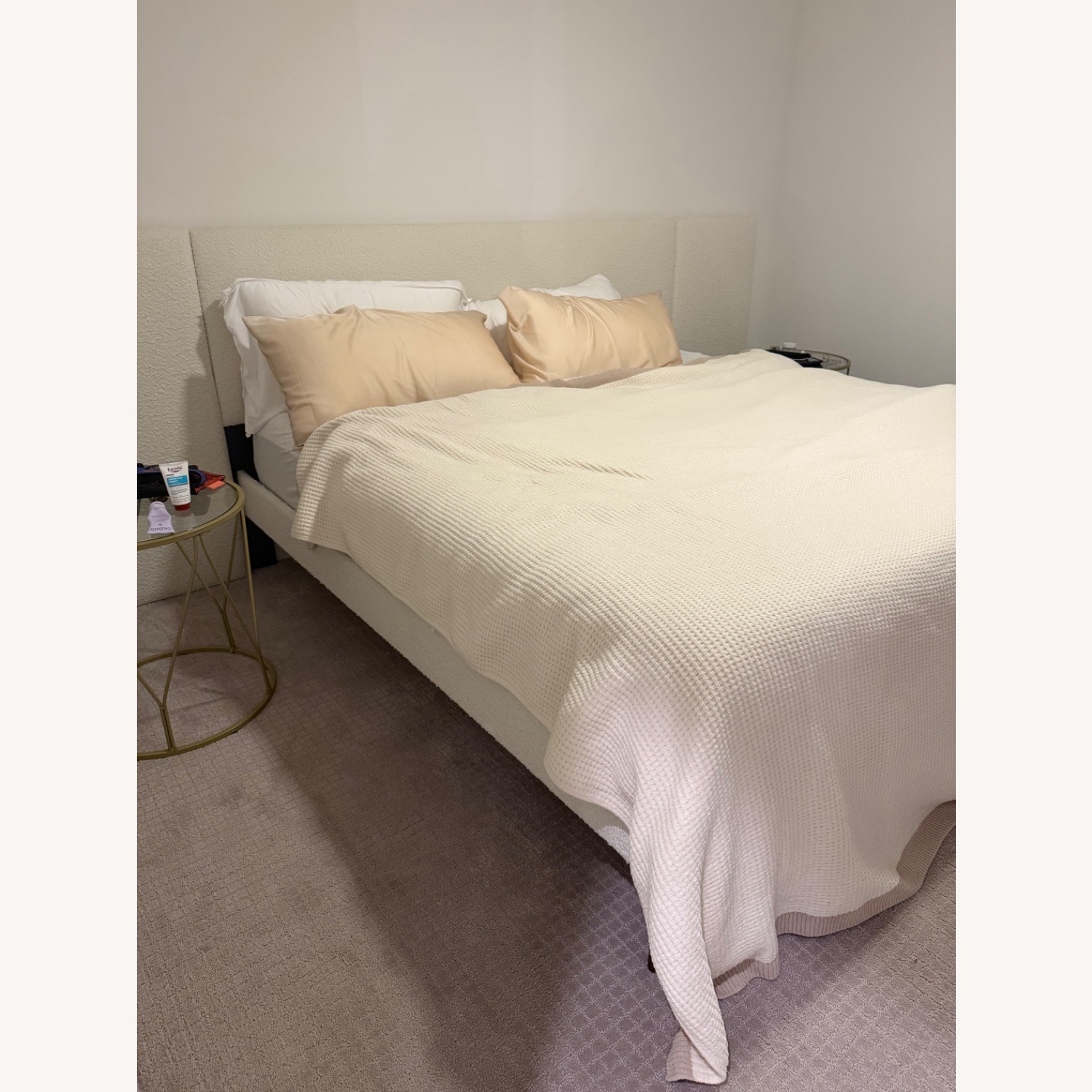 Byes Cream Boucle Extended Headboard Boucle Bed Frame - image-3