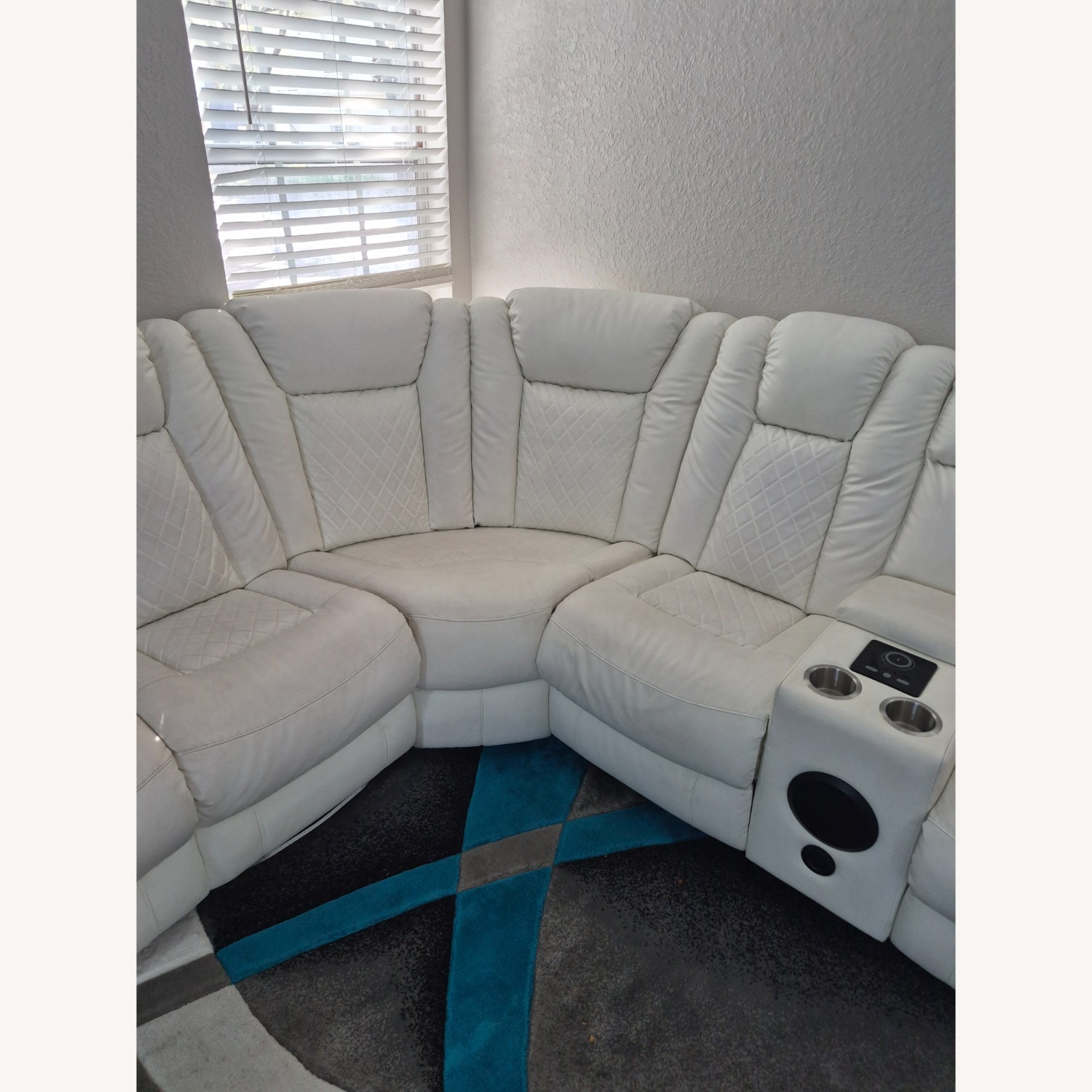 Zara Home White Leather 3+ Piece Sectional - image-4