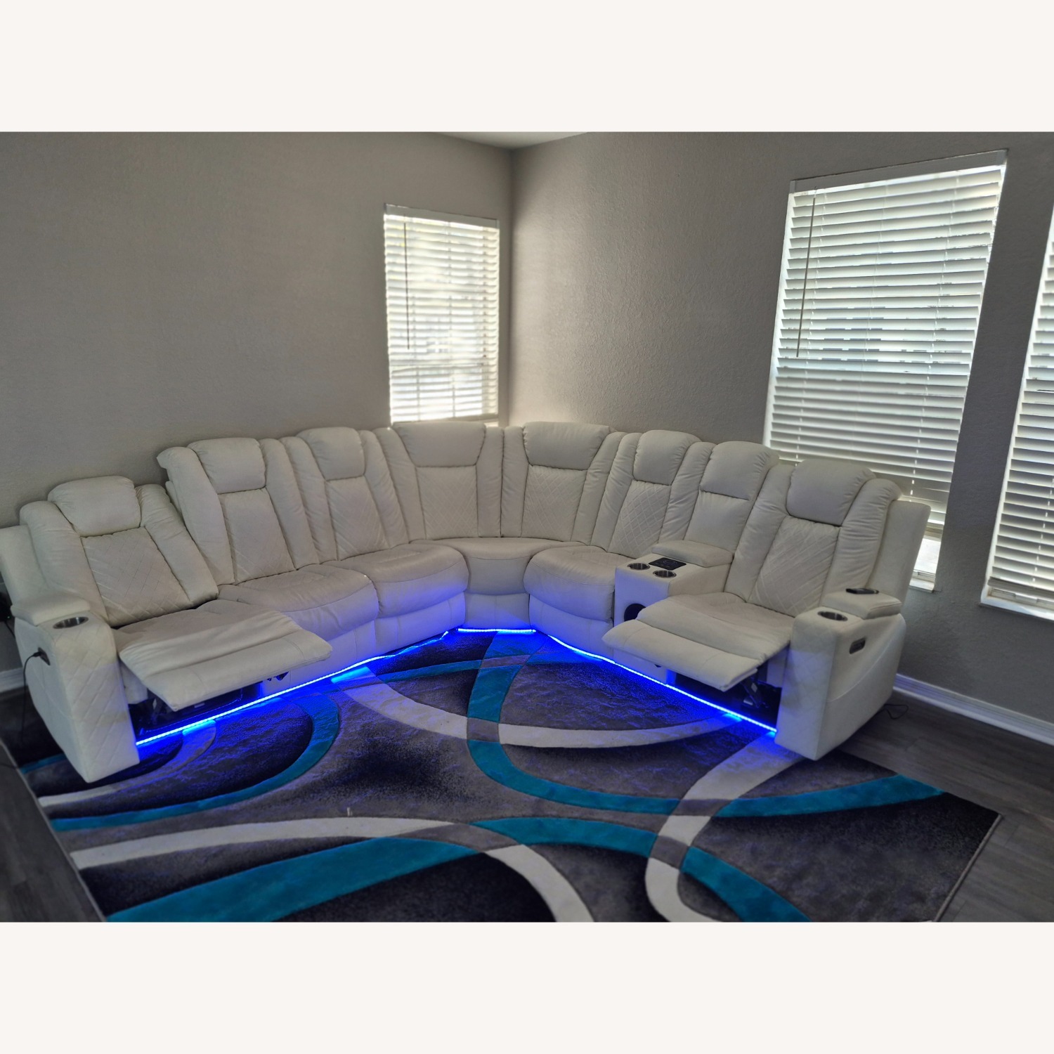 Zara Home White Leather 3+ Piece Sectional - image-1