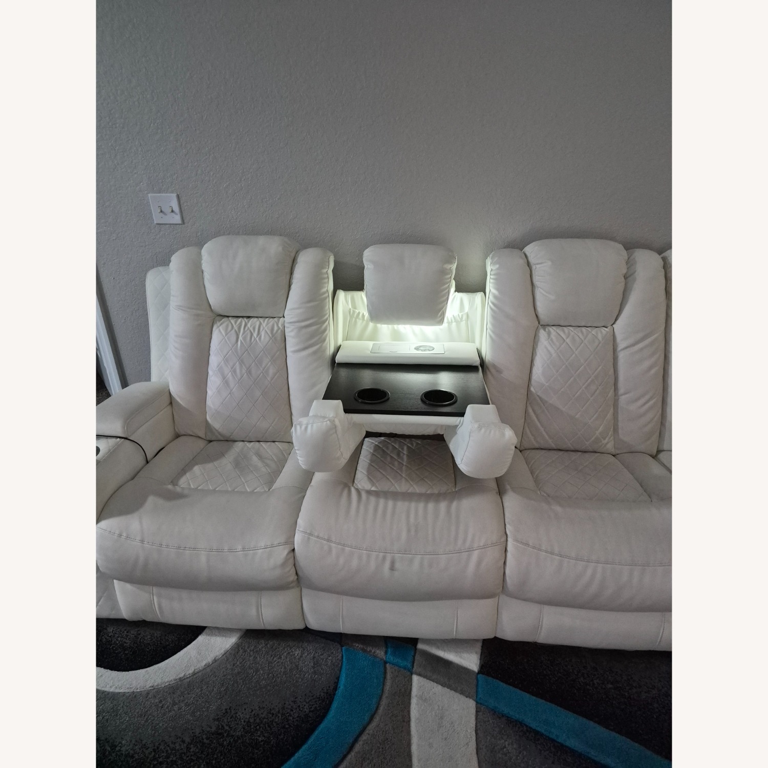 Zara Home White Leather 3+ Piece Sectional - image-9