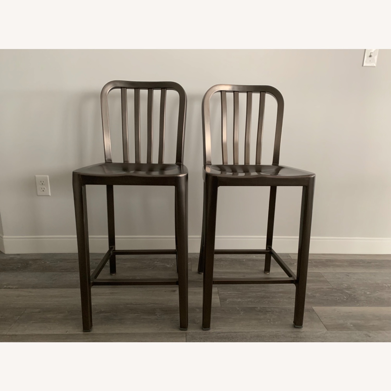 Crate & Barrel Delta Nickel Counter Stools - image-1