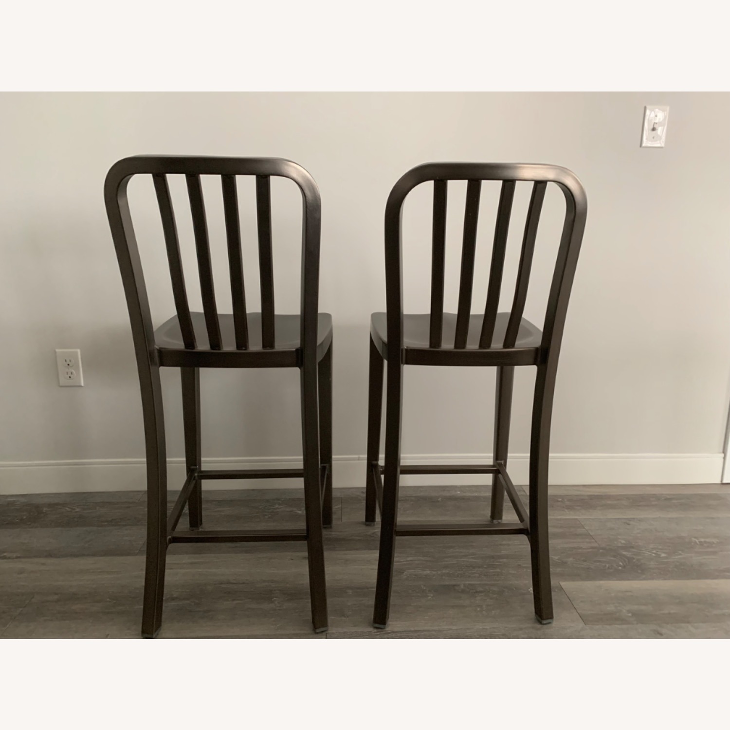 Crate & Barrel Delta Nickel Counter Stools - image-4