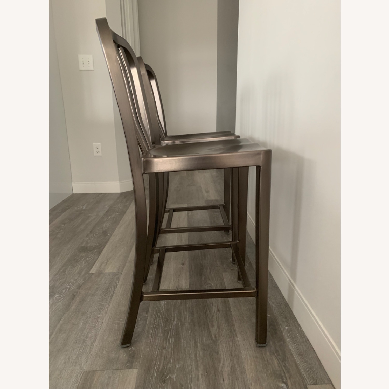 Crate & Barrel Delta Nickel Counter Stools - image-3