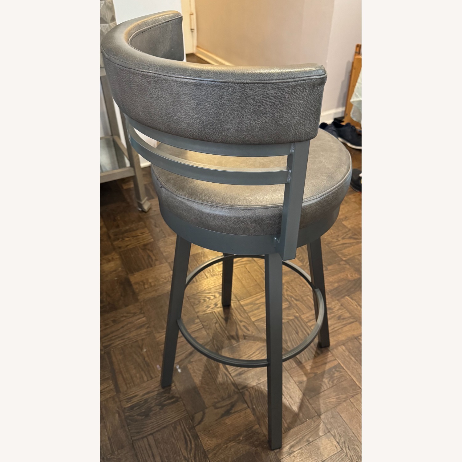 Light Gray Leather Stools - image-1