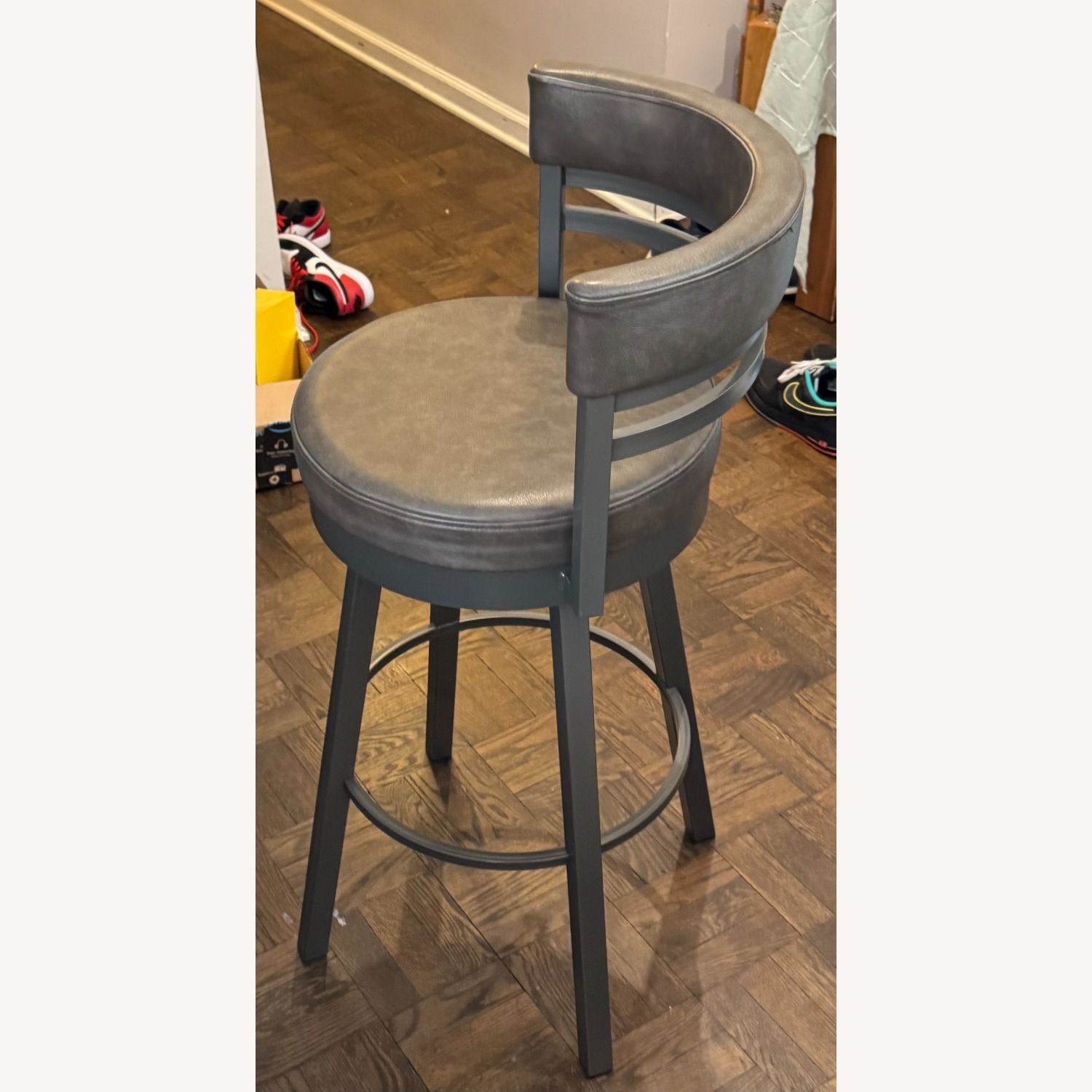 Light Gray Leather Stools - image-2