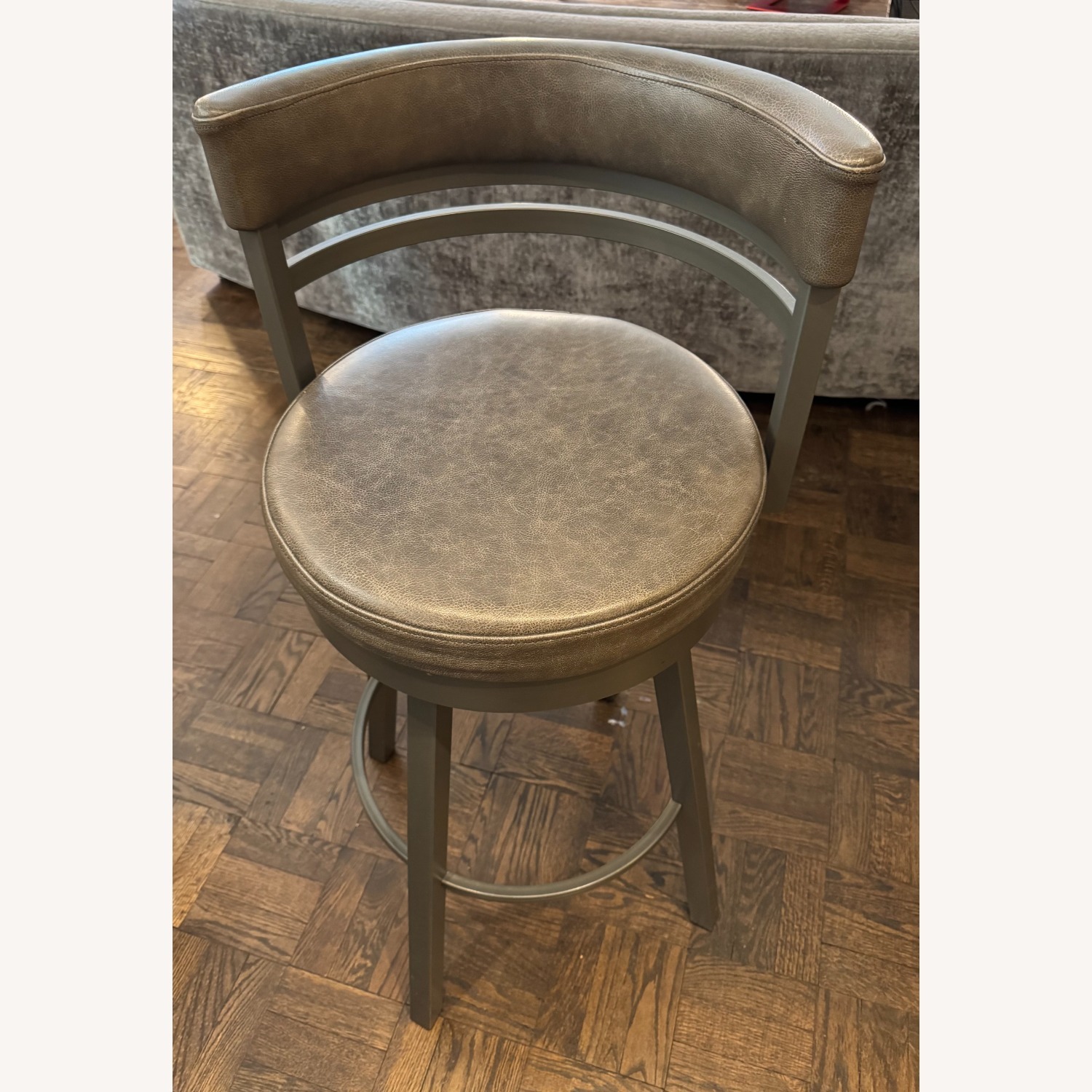 Light Gray Leather Stools - image-5