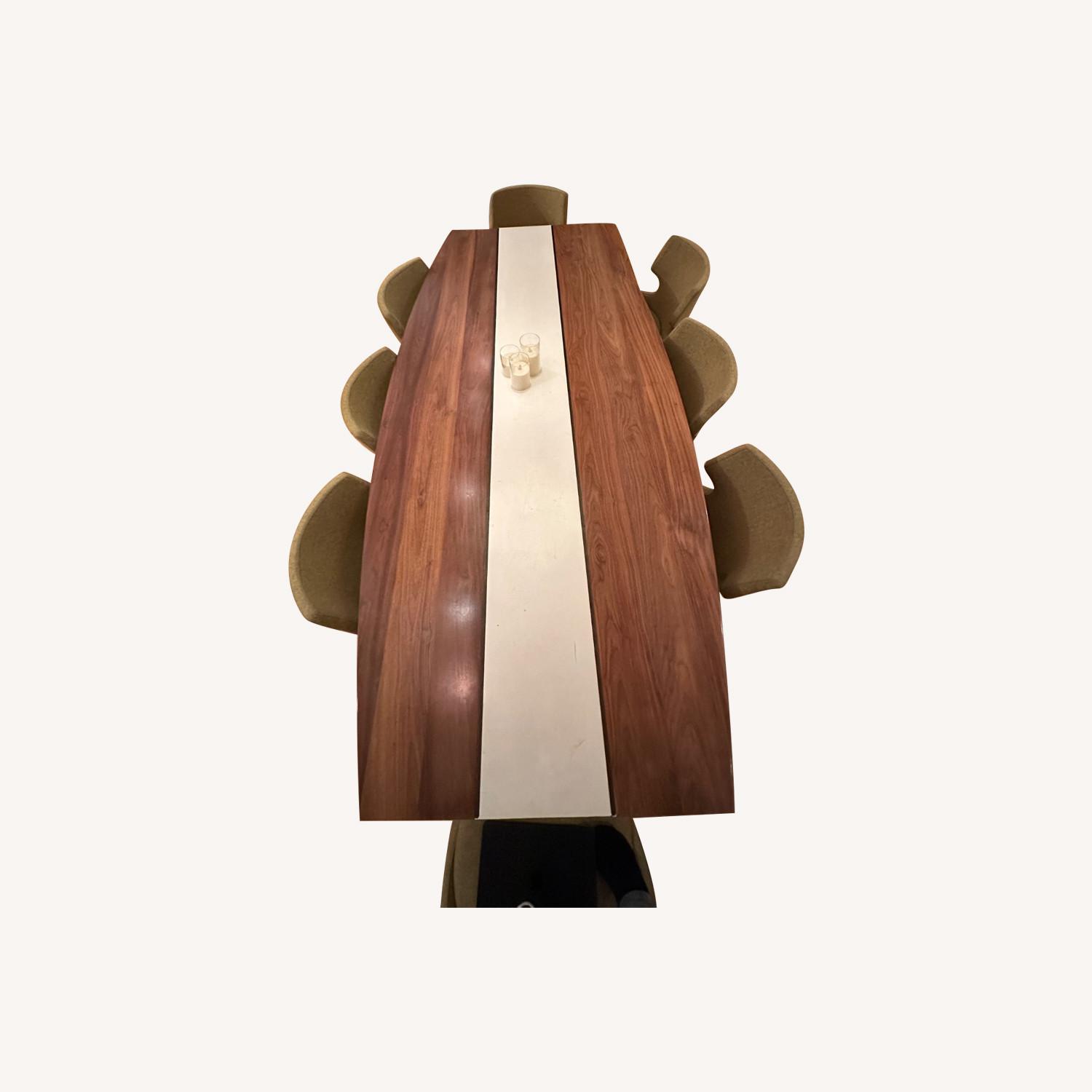 Walnut Dining Table with Lacquer Inlay - image-0