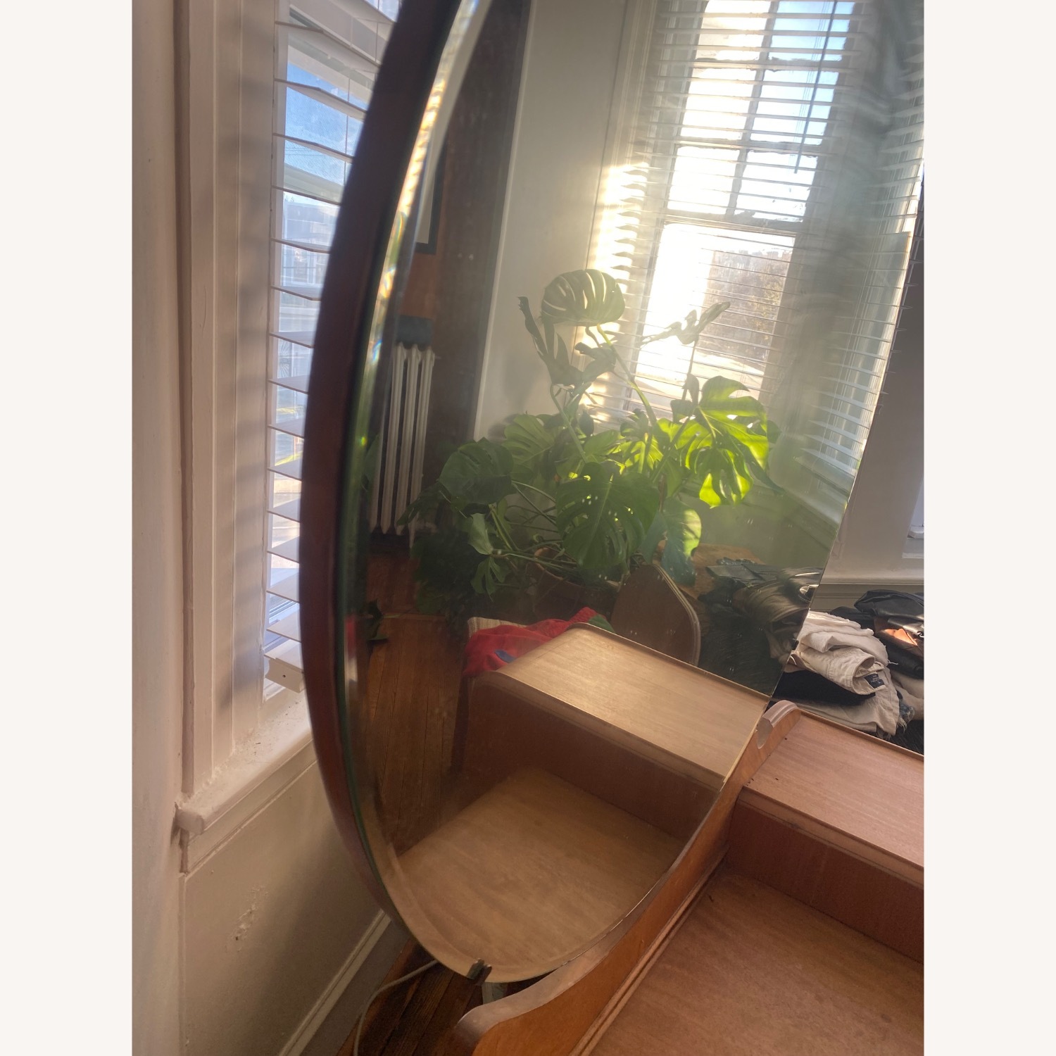 Vintage/Antique Wood Vanity with Mirror - image-6