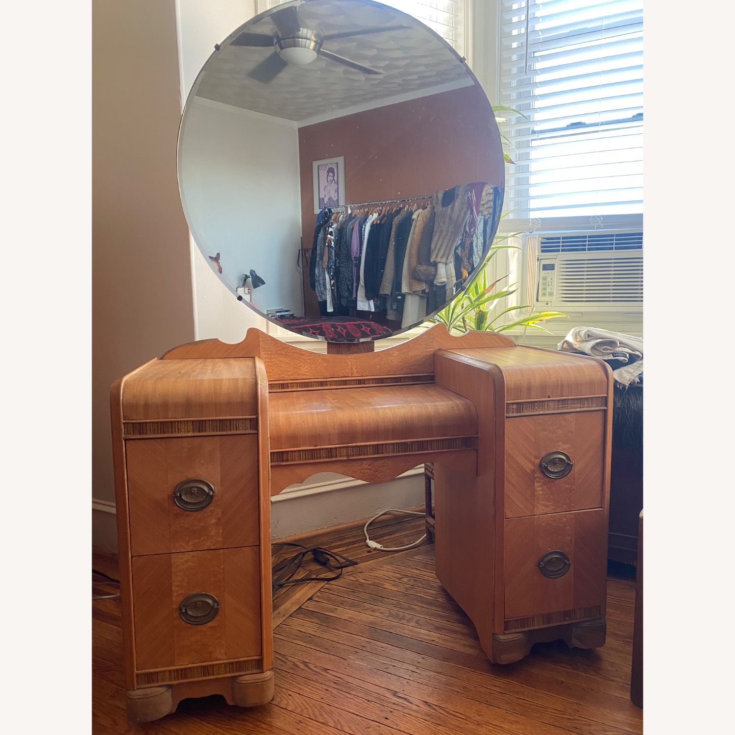 Vintage/Antique Wood Vanity with Mirror - image-3