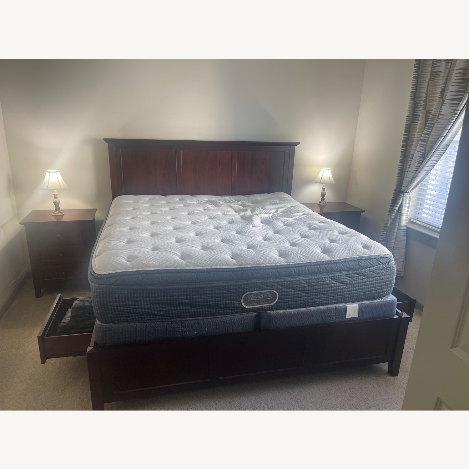 King Bed Frame W Storage Drawers  - image-3