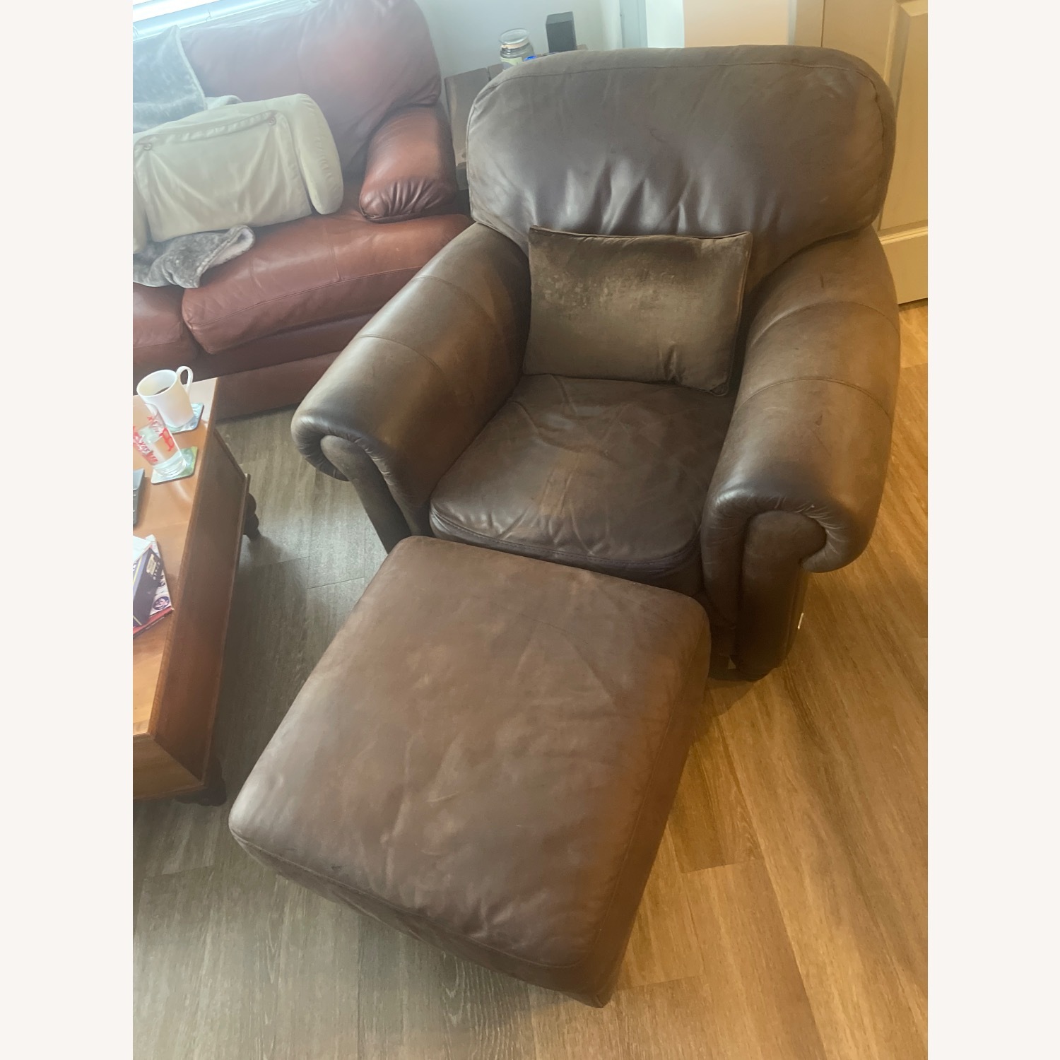 Natuzzi Dark Brown Leather Armchair - image-3