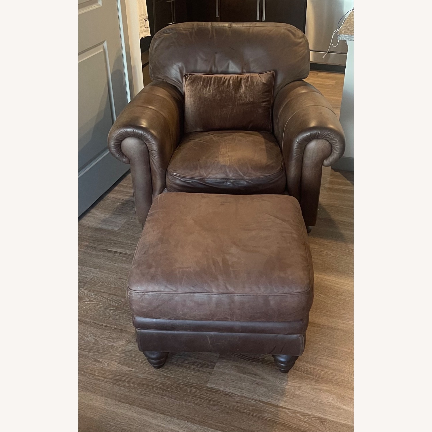 Natuzzi Dark Brown Leather Armchair - image-1