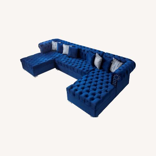 Used Blue Velvet 3+ Piece Sectional for sale on AptDeco
