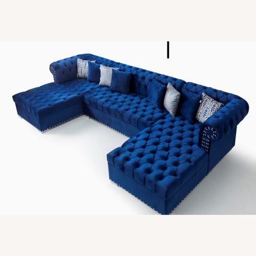 Used Blue Velvet 3+ Piece Sectional for sale on AptDeco