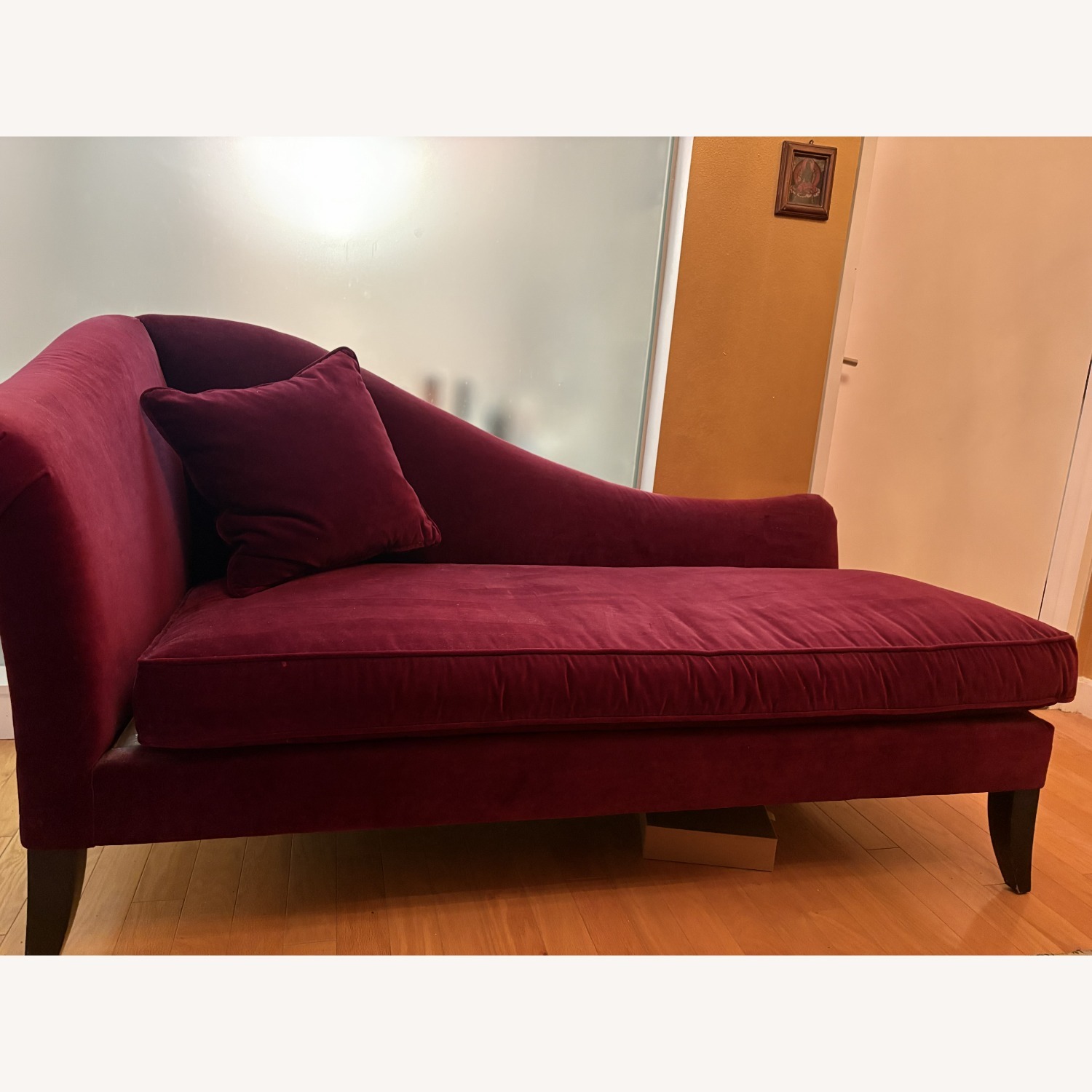 Crate & Barrel Bernhardt Purple Velvet Chaise Lounge - image-2