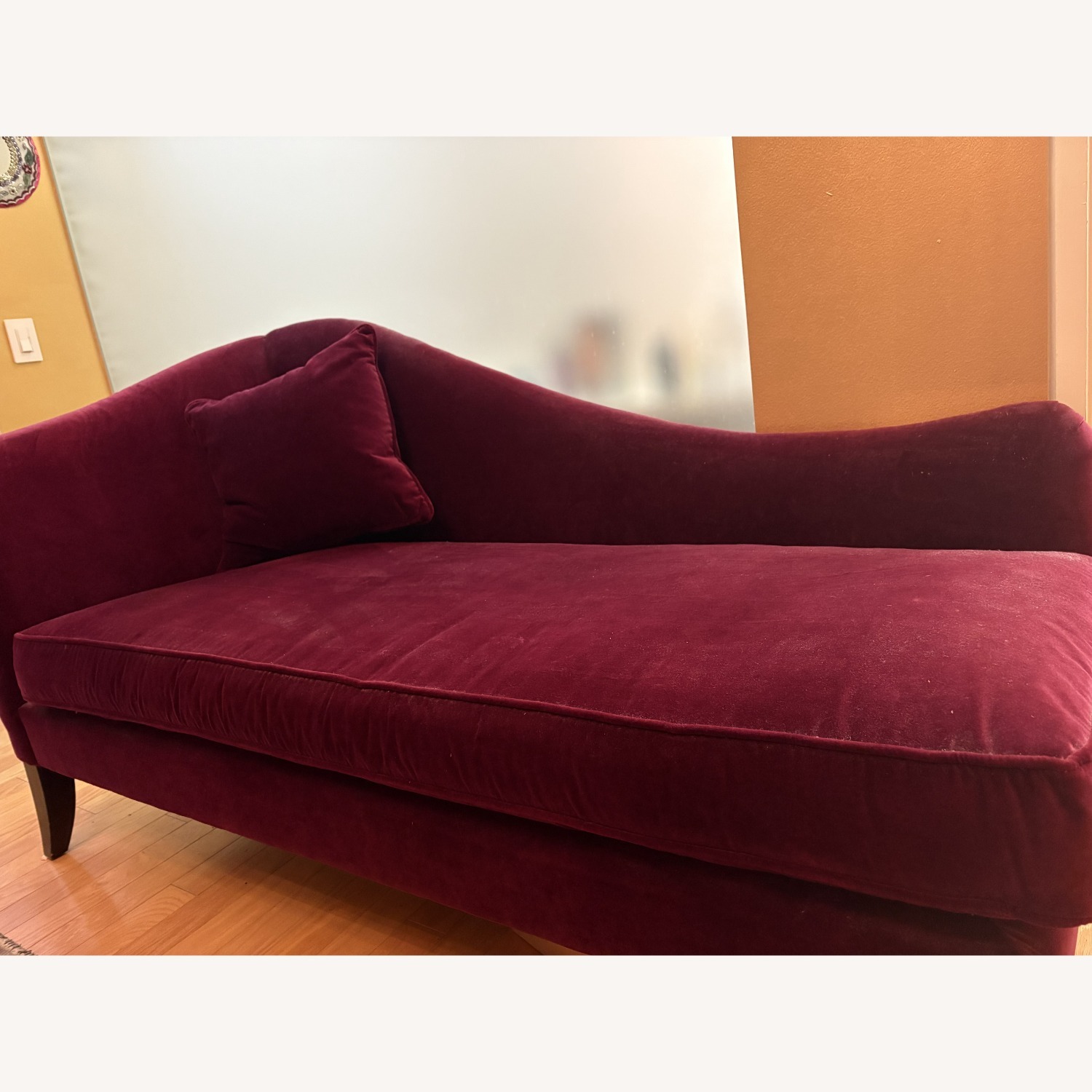 Crate & Barrel Bernhardt Purple Velvet Chaise Lounge - image-3