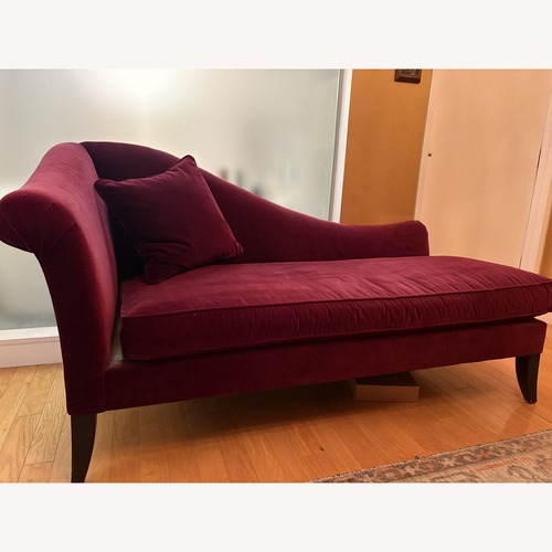 Used Crate & Barrel Bernhardt Purple Velvet Chaise Lounge for sale on AptDeco
