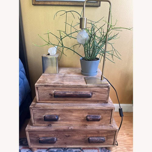 Used Anthropologie Brigitta Natural Wood Side Table for sale on AptDeco