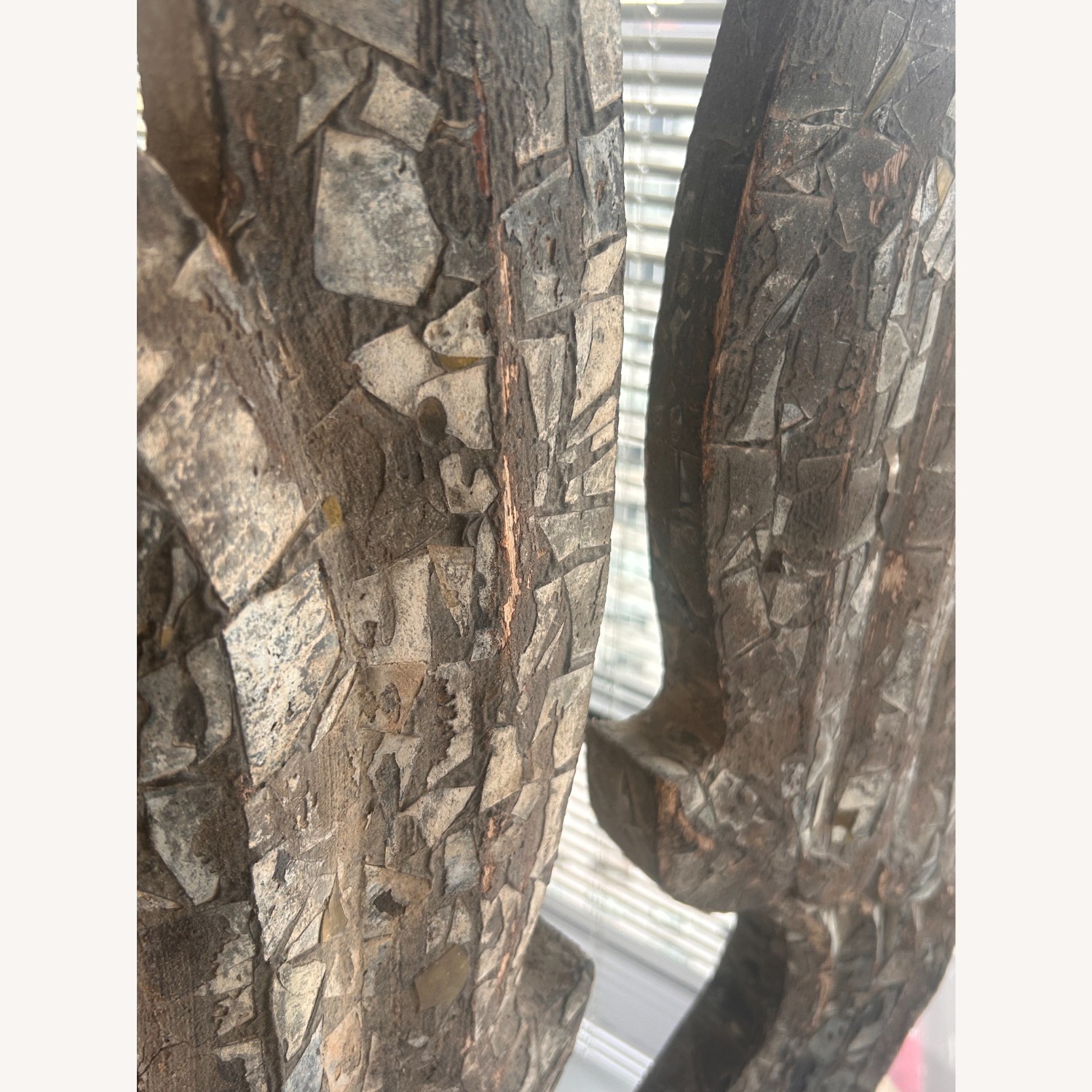 Vintage Thai Acacia Wood/ Stone Carved Angel Wings - image-3